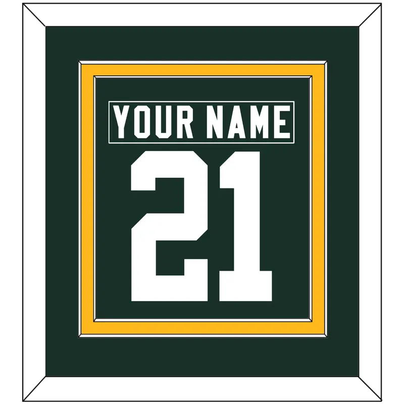 Green Bay Nameplate & Number (Back) Combined - Home Green - Double Mat 2