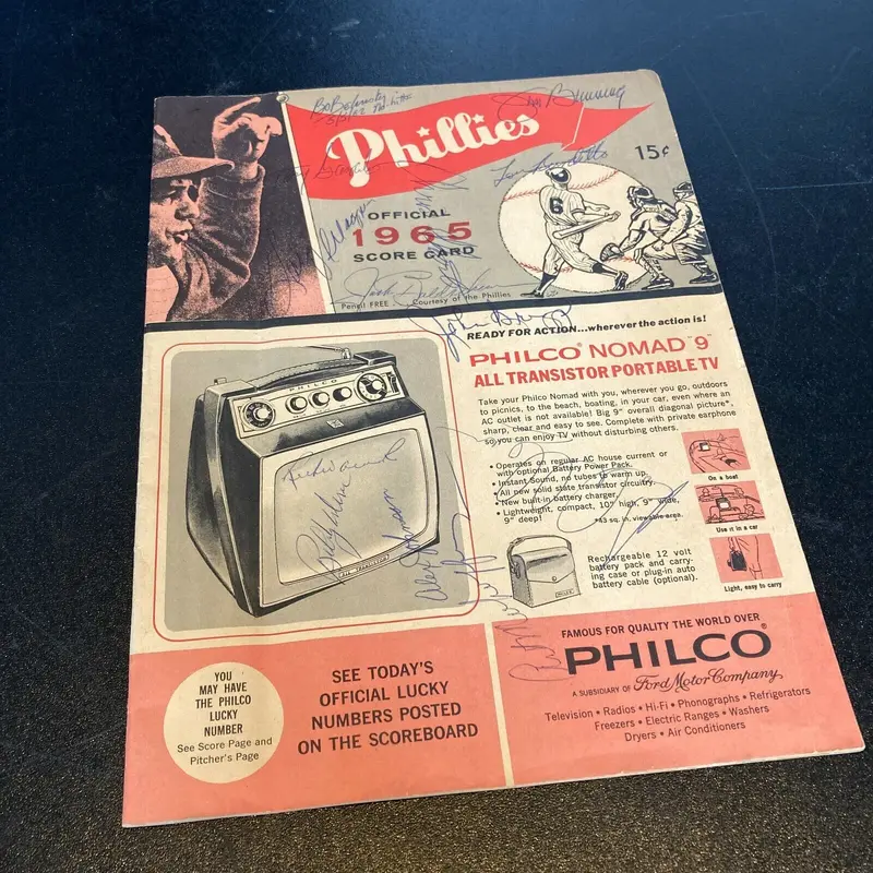 1965 Philadelphia Phillies Team Signed Autographed Program 13 Signatures