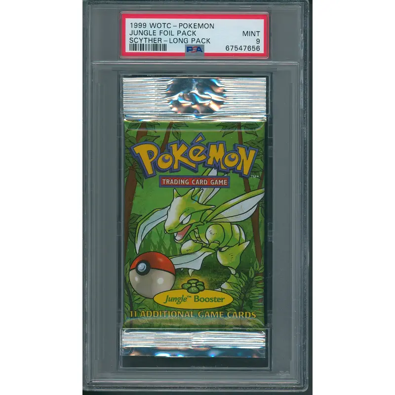 1999 WOTC Pokemon Jungle Unopened Foil Long Pack Scyther PSA 9 *7656