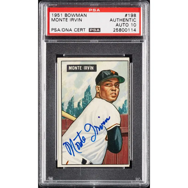 Monte Irvin Signed 1951 Bowman RC #198 PSA 10 Auto