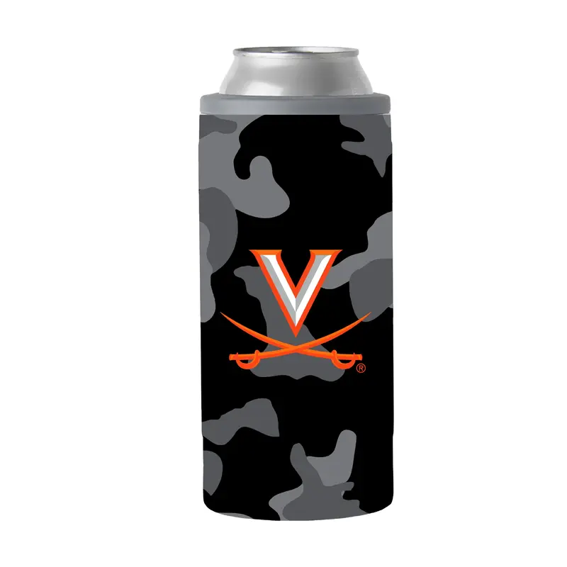 Virginia Black Camo 12oz Slim Can Coolie