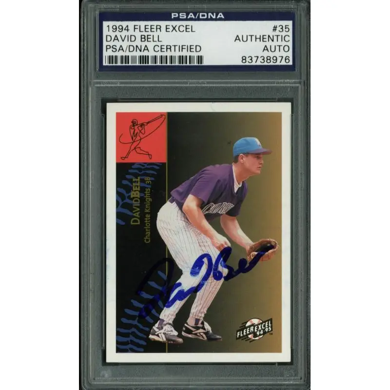 Indians David Bell  Authentic Signed Card 1994 Fleer Excel Rc #35 PSA Slabbed