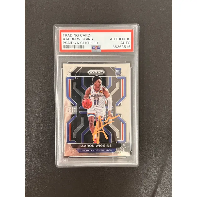2021-22 Panini Prizm #286 Aaron Wiggins AUTO PSA/DNA Encapsulated RC Thunder