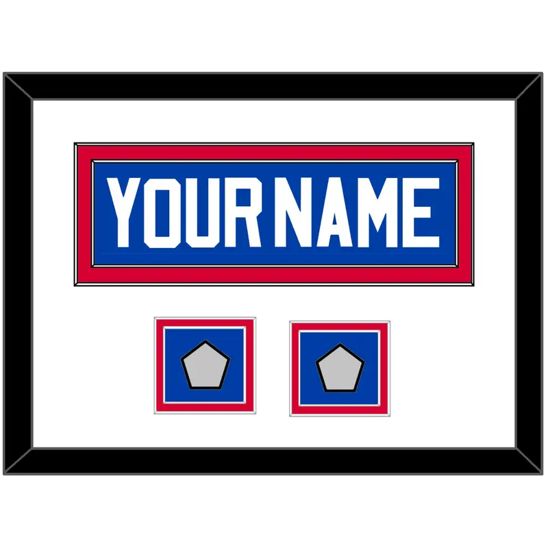 Detroit Name & 2 Champions Patches - Road Blue (1981-1996) - Double Mat 1