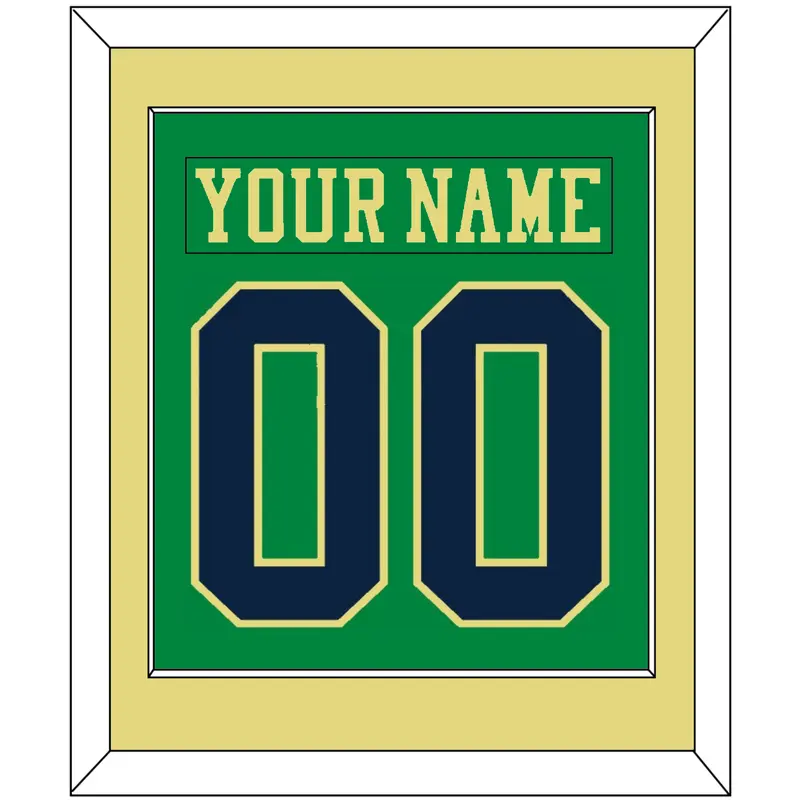 Notre Dame Hockey Nameplate & Number (Back) Combined - Alternate Green (2015) - Single Mat 3