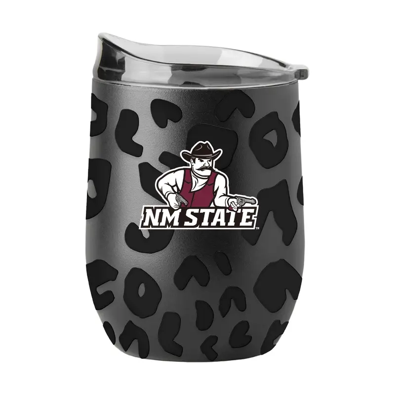 NM State Leopard 16oz Black Powdercoat Curved Beverage