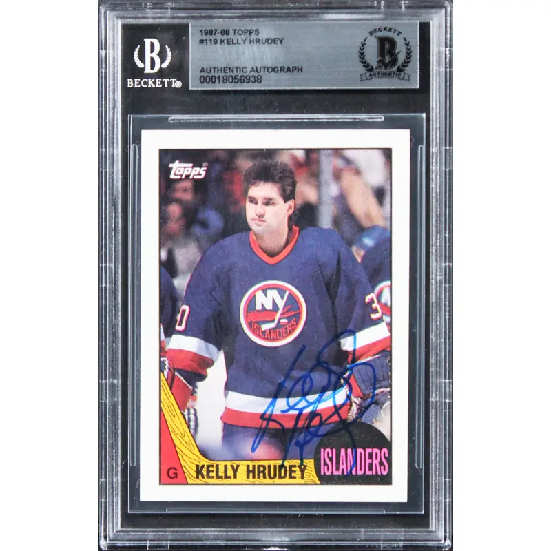 Islanders Kelly Hrudey Authentic Signed 1987 Topps #119 Card BAS Slabbed