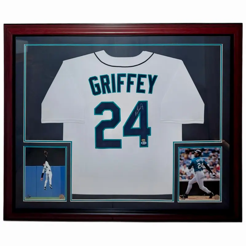 Ken Griffey Jr. Autographed Seattle Mariners (White #24) Deluxe Framed Jersey - Beckett