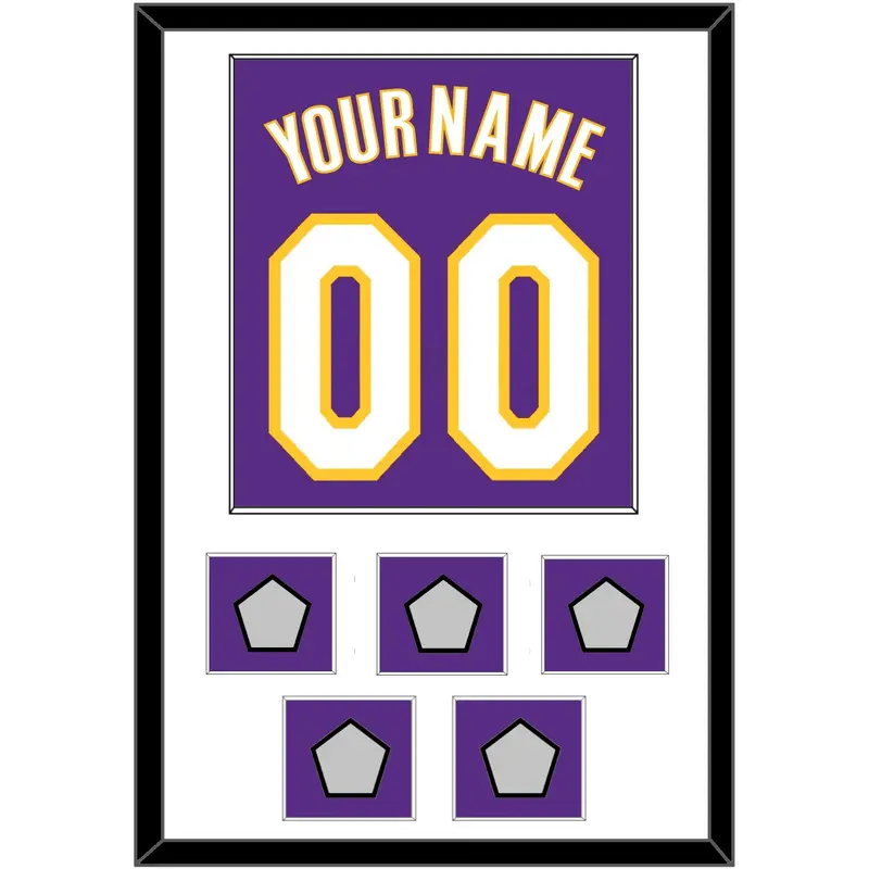 Los Angeles Name & Number With 5 Trophy Patches - Road Purple (1999-2004) - Single Mat 1