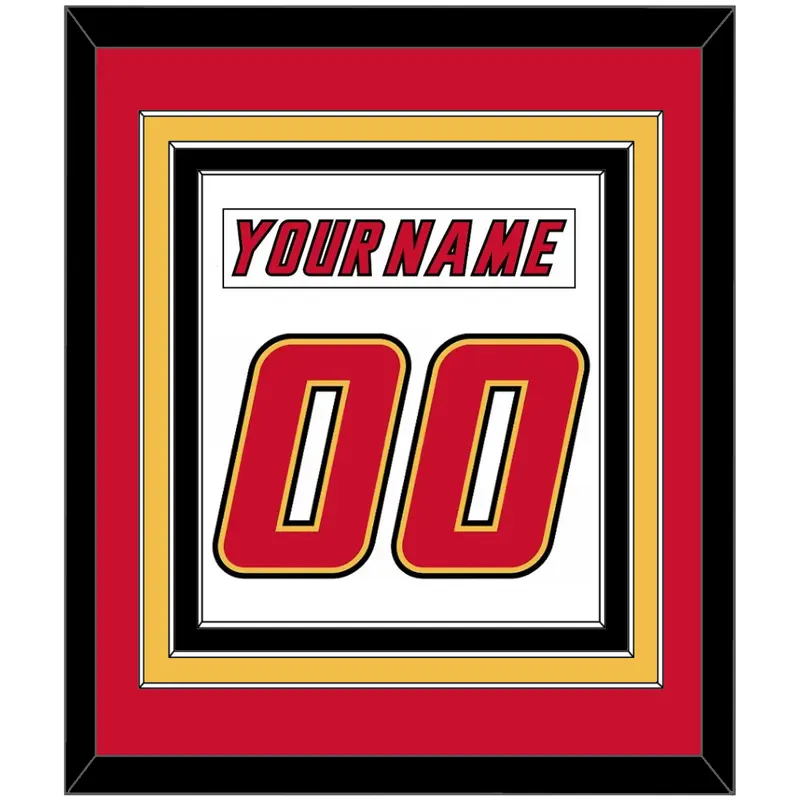 Calgary Nameplate & Number (Back) Combined - Home White (1995-2000) - Triple Mat 2