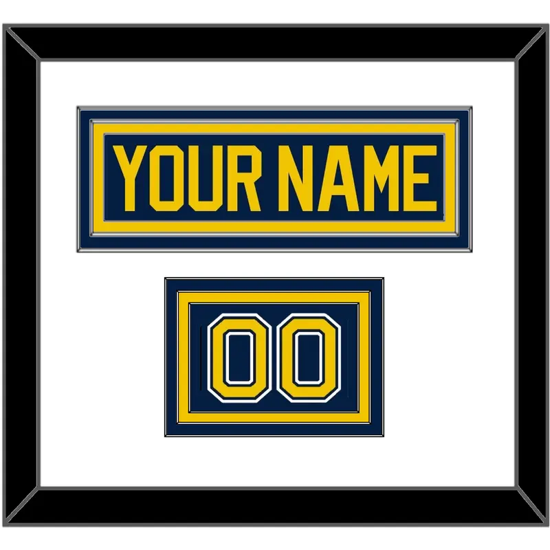 Michigan Hockey Nameplate & Number (Shoulder) - Road Blue (2021-2023) - Triple Mat 1