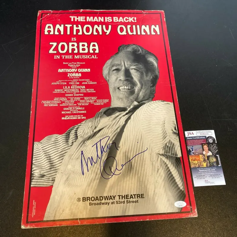 Anthony Quinn Signed Original Zorba the Greek Movie 14x22 Poster JSA COA