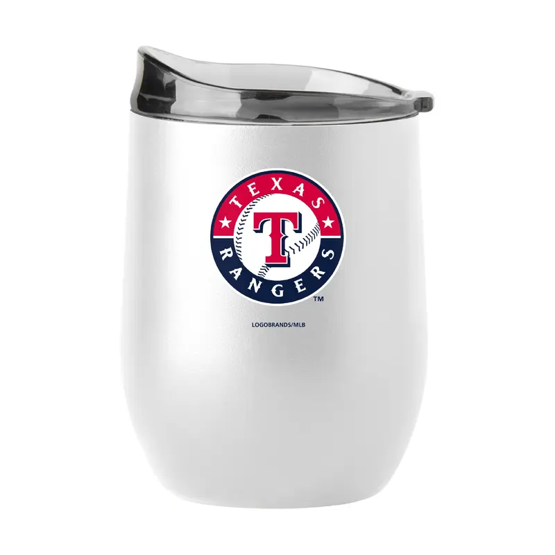 Texas Rangers 16oz Swagger White Powder Coat Curved Beverage