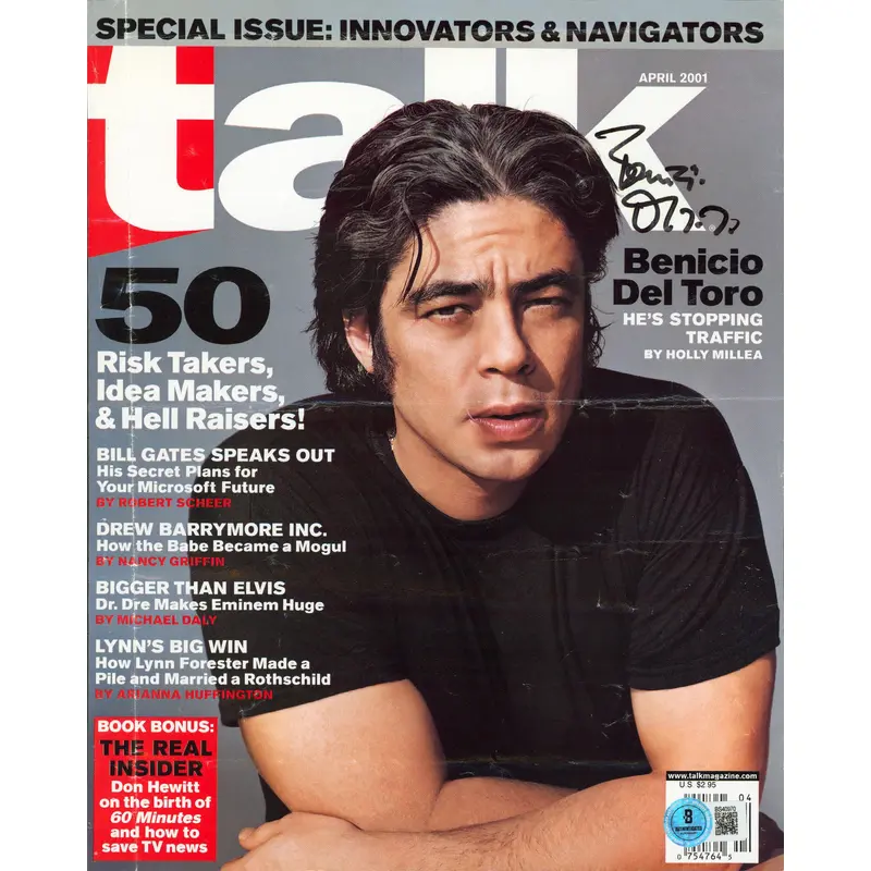 Benicio del Toro Authentic Signed Talk Magazine Cover April 2001 BAS #BS40970