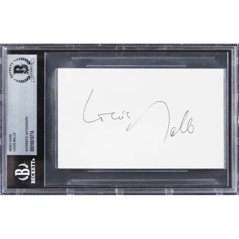 Louis Malle Goodbye, Children Authentic Signed 3x5 Index Card BAS Slabbed 4