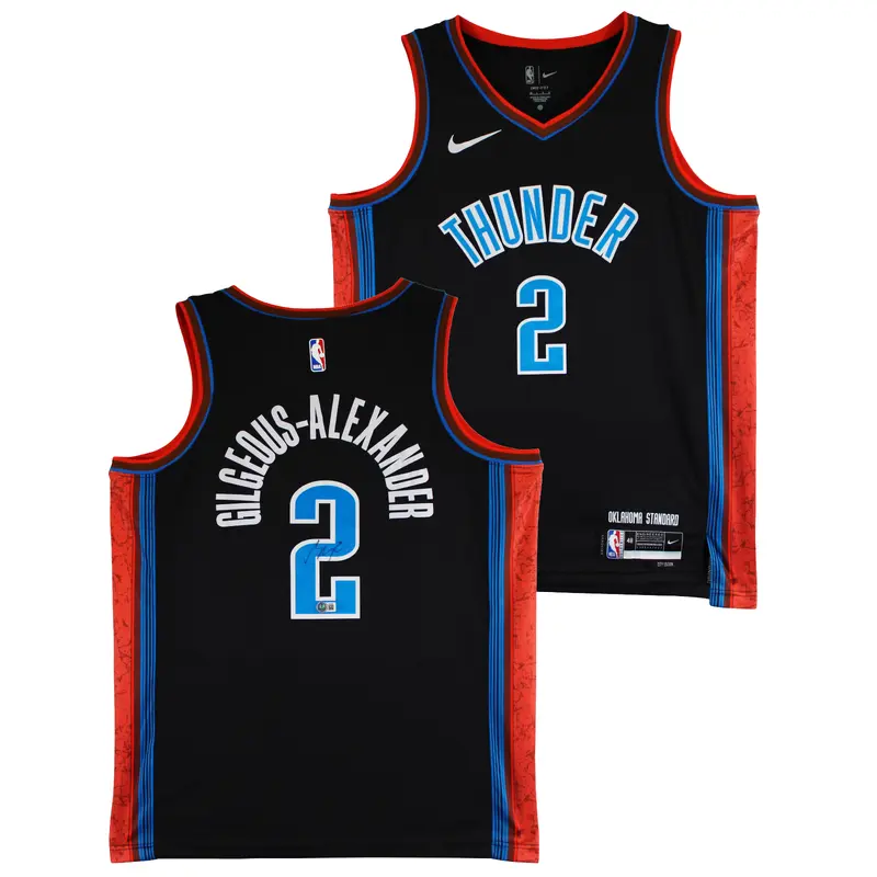 Thunder Shai Gilgeous-Alexander Signed Black Nike City Edition Jersey BAS