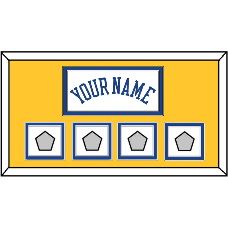 Golden State Name & 4 Finals Patches - Home White (2010-2019) - Double Mat 3