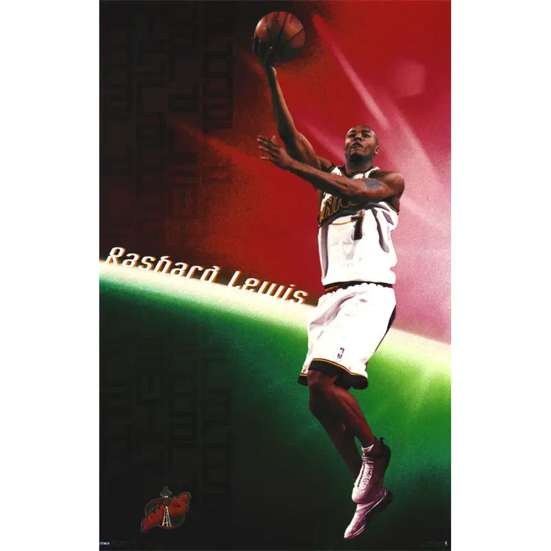 Rashard Lewis "Sonic Boom" Seattle Supersonics NBA Action Poster - Costacos 2000