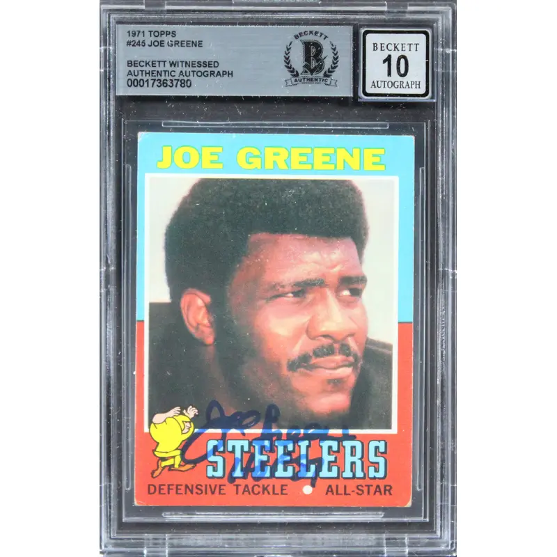 Steelers Joe Greene Authentic Signed 1971 Topps #245 Card Auto 10 BAS Slab 15