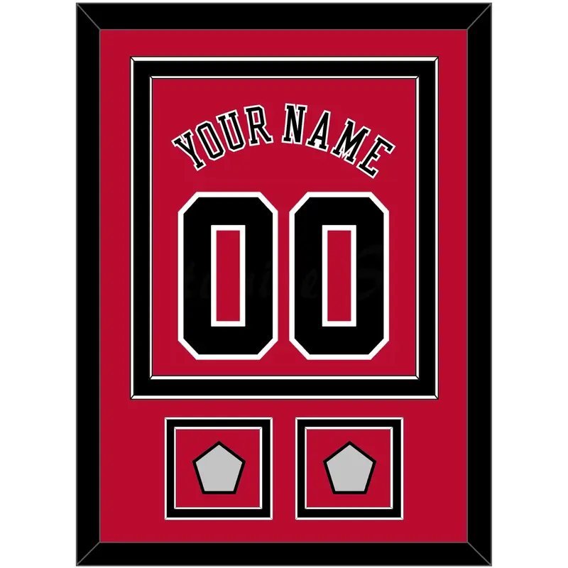 Chicago Name & Number With 2 Champions Trophy Patches - Road Red (1986-2017) - Double Mat 2