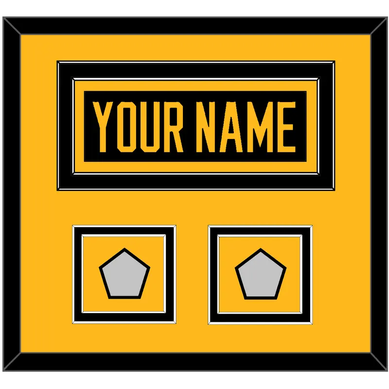 Pittsburgh Nameplate & 2 Stanley Cup Finals Patches - Road Black (1988-1992) - Double Mat 2