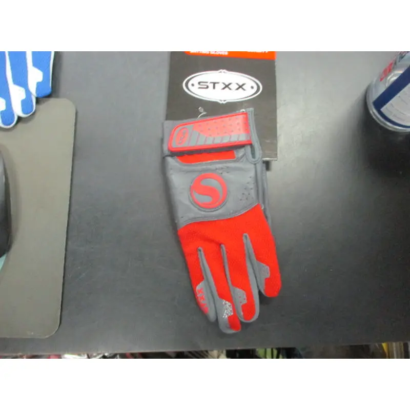 New STXX SheepSkin Leather Batting Gloves Red/Gray Size Adult XL