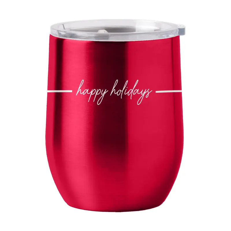 Christmas Ribbon 16oz Stainless Curved Beverage