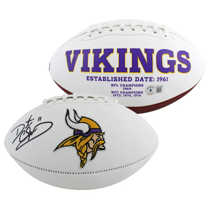 Vikings Daunte Culpepper Signed Rawlings White Panel Logo Football BAS Witnessed