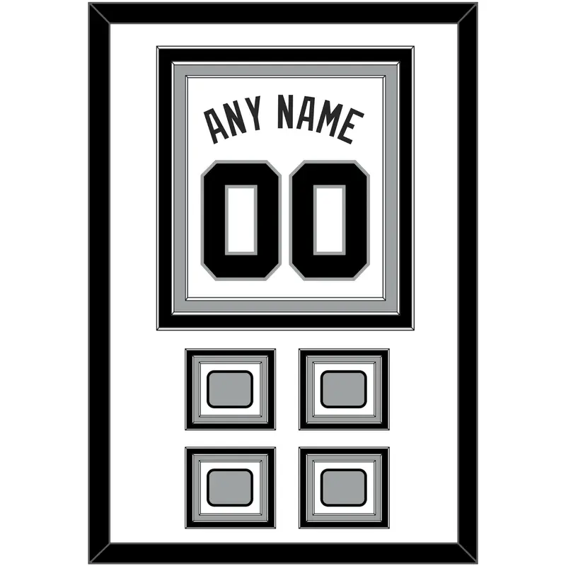 San Antonio Name & Numbers With 4 Finals Patches - Home White (1989-2002) - Triple Mat 1