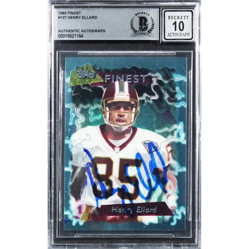 Commanders Henry Ellard Signed 1995 Finest #107 Card Auto 10! BAS Slabbed