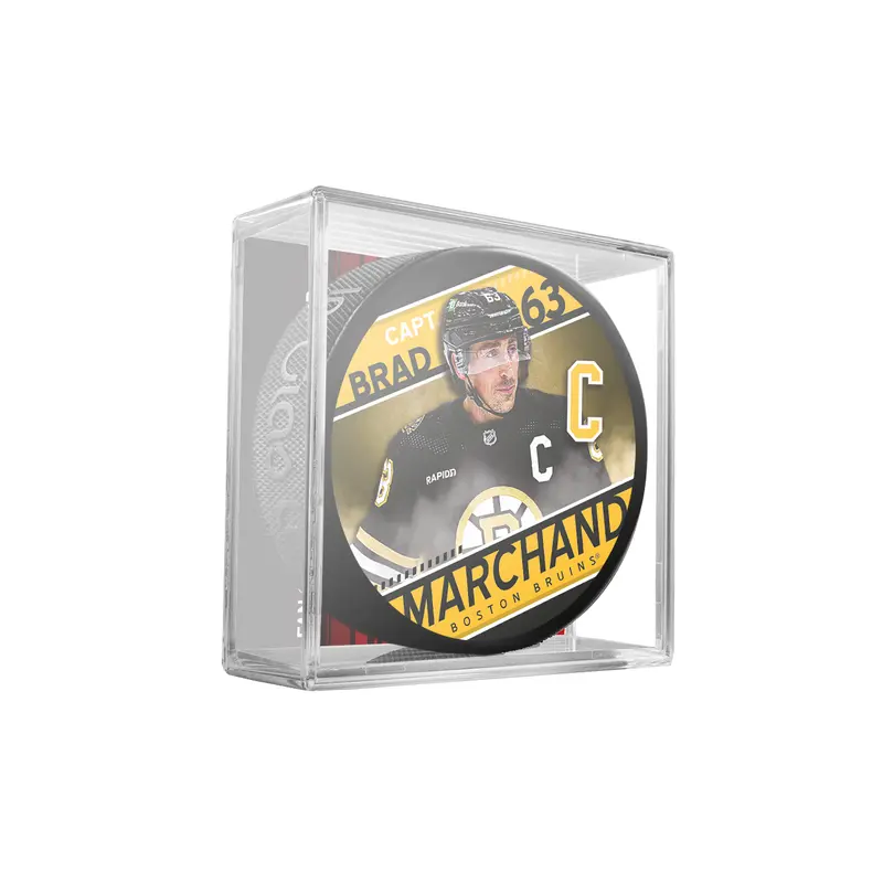 NHL Captain Series Brad Marchand Boston Bruins Souvenir Hockey Puck In Cube