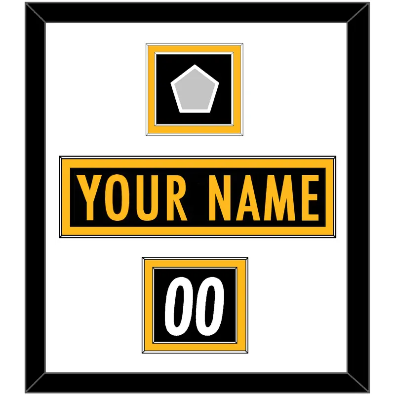 Pittsburgh Nameplate, Number (Shoulder) & Super Bowl Jersey Patch - Home Black - Double Mat 1