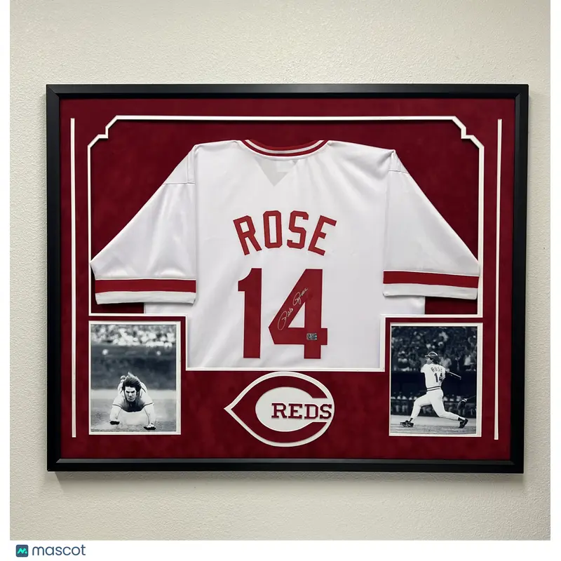 Pete Rose Signed Custom Framed Jersey Rose Auth Cincinnati Reds