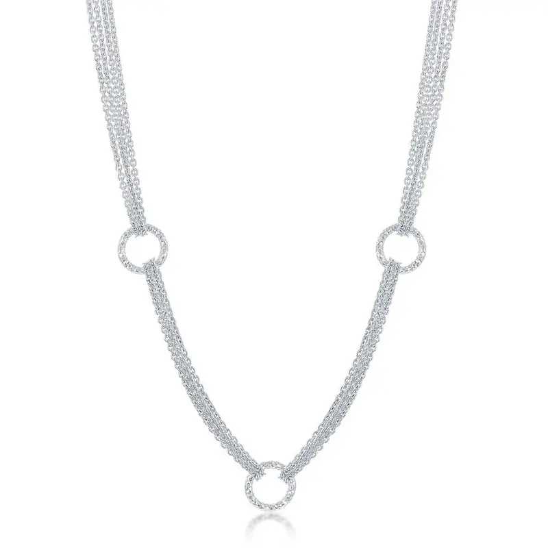 Sterling Silver Mulri-Chain Circle Necklace