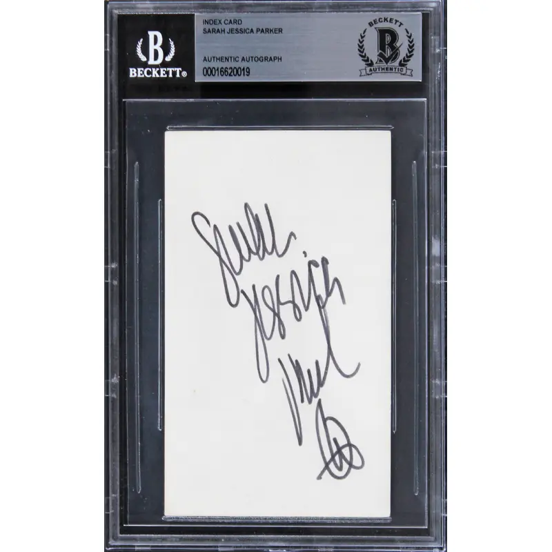 Sarah Jessica Parker Sex And The City Signed 3x5 Index Card BAS Slabbed 1