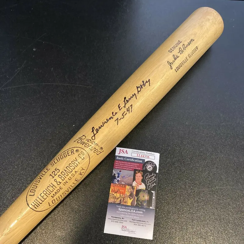 Lawrence Eugene Larry Doby Full Name July 5, 1947 Signed Jackie Robinson Bat JSA