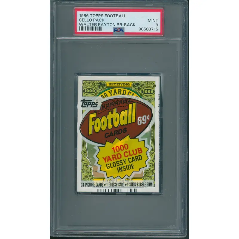 1986 Topps Football Unopened Cello Pack PSA 9 Payton RB Back *3715