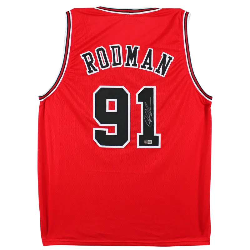 Dennis Rodman Authentic Signed Red Pro Style Jersey Autographed BAS Witnessed 2