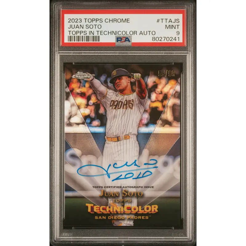Juan Soto 2023 Topps Chrome Technicolor Auto #55/99 PSA 9 Mint
