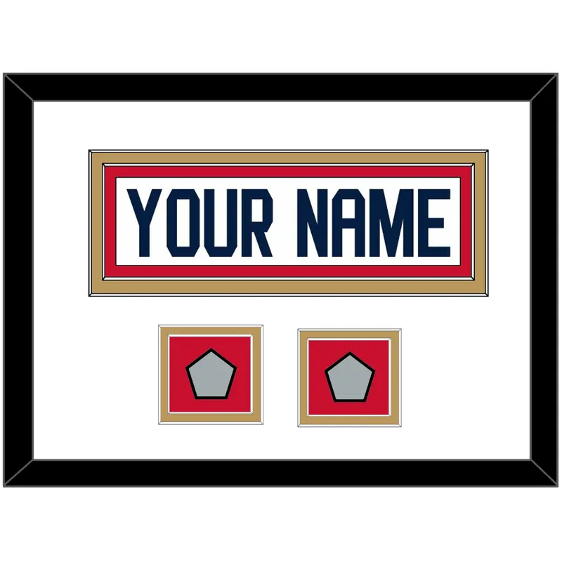 Florida Nameplate & 2 Stanley Cup Champions Patches - Road White - Double Mat 1