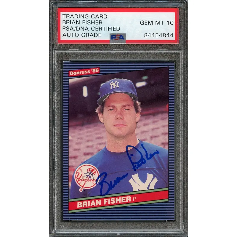 1986 Donruss #492 Brian Fisher Signed Card PSA Slabbed Auto 10 Yankees