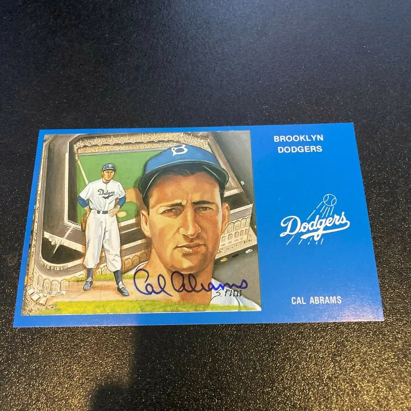 Cal Abrams Signed Autographed Vintage Brooklyn Dodgers Postcard