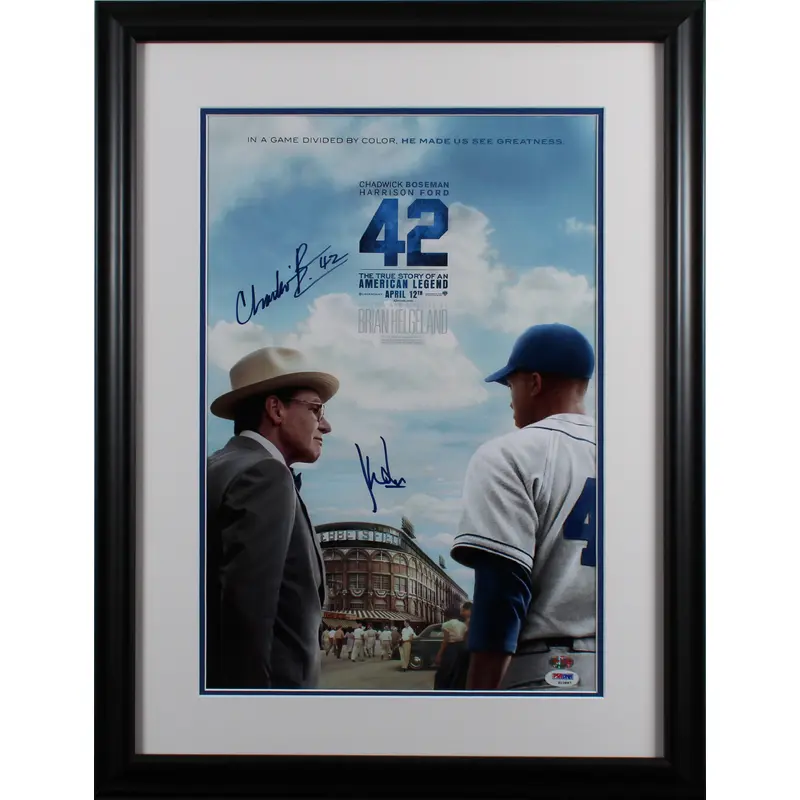 Harrison Ford & Chadwick Boseman 42 Signed Framed 12x18 Photo PSA/DNA #S10867