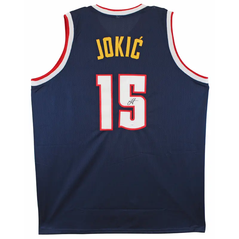 Nikola Jokic Authentic Signed Navy Blue Pro Style Jersey Autographed JSA 2