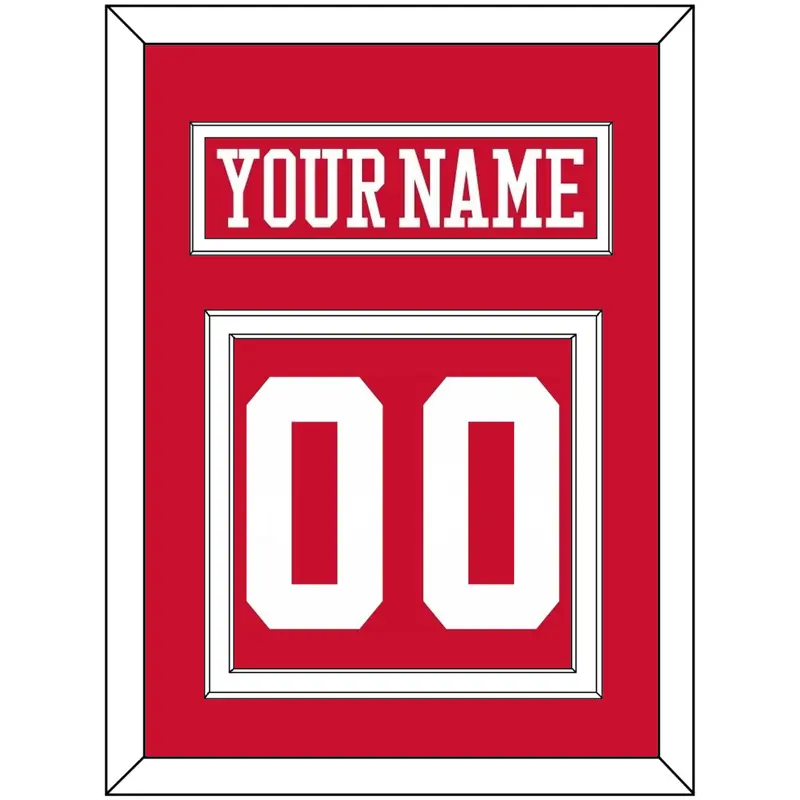 Boston Hockey Nameplate & Number (Back) - Road Red - Double Mat 1