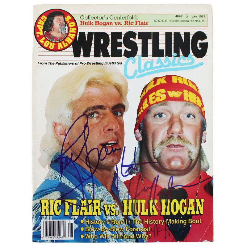 Hulk Hogan & Rick Flair Authentic Signed Magazine BAS #AB77725