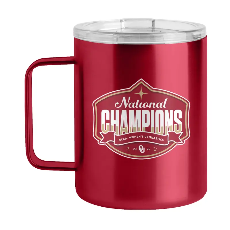 Oklahoma 2025 Womens Gymnastics Champions 15oz Stainless Mug