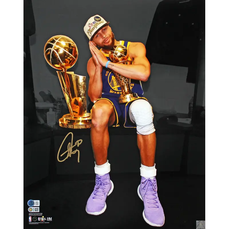 Warriors Stephen Curry Signed 16x20 Night Night Spotlight Photo Auto 10! BAS