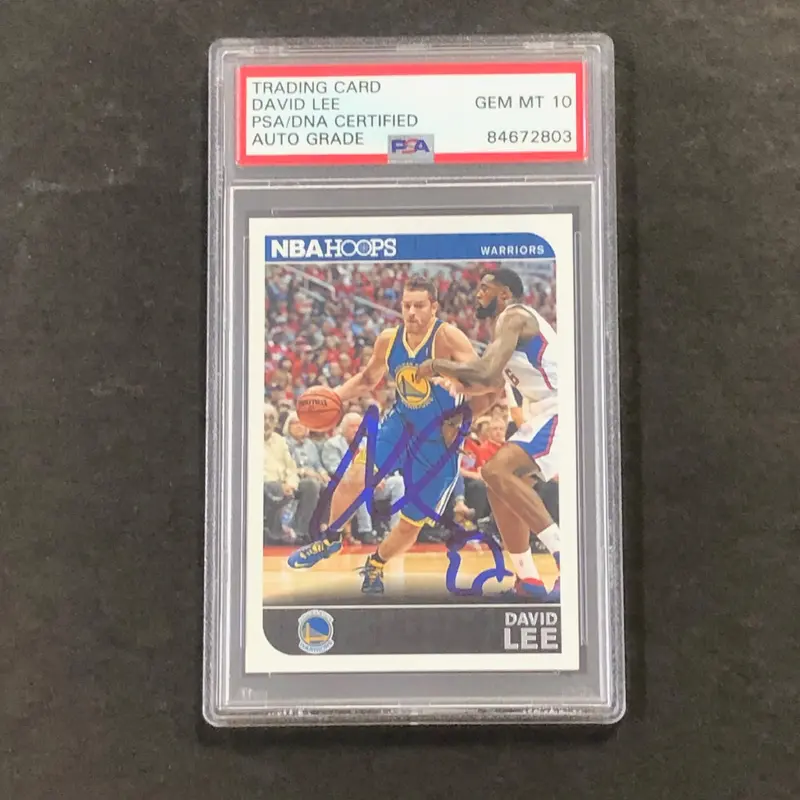 2014-15 NBA Hoops #257 David Lee Signed Card AUTO 10 PSA Slabbed Warriors