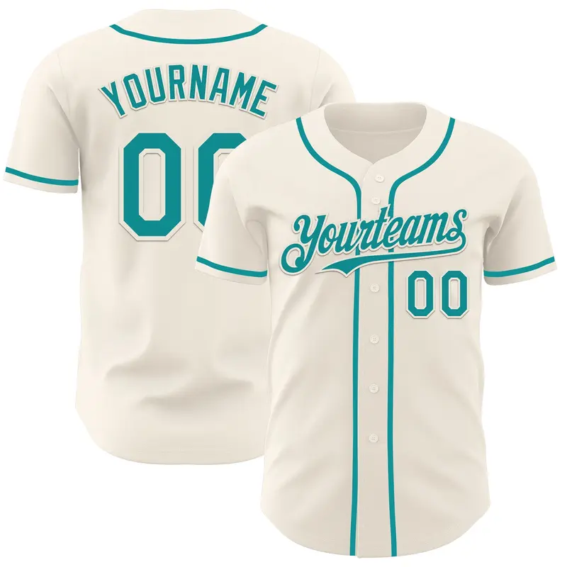 Custom Cream Teal Authentic Baseball Jersey